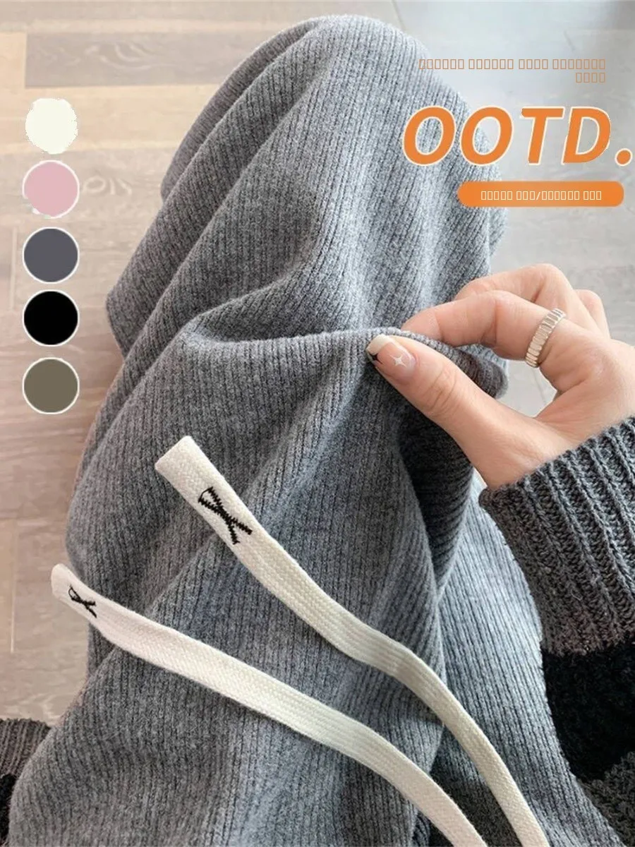 

Теплые брюки с высокой талией и широкими штанинами, с вышивкой и текстурой веревочного плетения, из хлопка без катышков, для повседневной носки, летняя коллекция