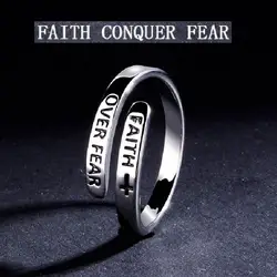Faith Over Fear Adjustable Opening Letters For Family Women Men Birthday Christmas Day Inspirational Jewelry Gift U0D3