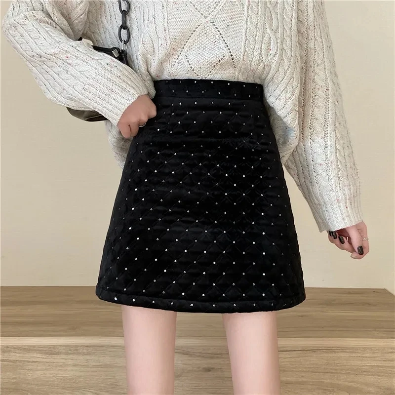 

Женская одежда, осенне-зимняя новая мини-юбка, подходящая ко всему юбка в Корейском стиле, трапециевидная юбка с высокой талией, модная облегающая бедра Женская юбка