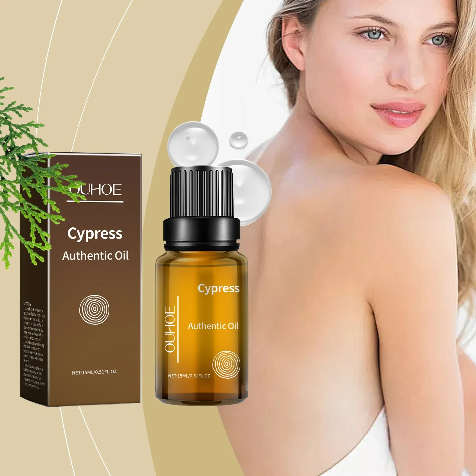 

OUHOE Cypress Essential Oil Skin Care Soft Delicate and Shiny Relieving Dryness and Soothing Skin Whole Body Care Massage Oil