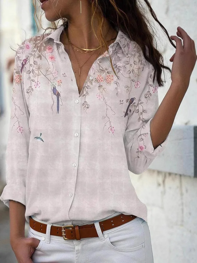 Camicia Lunga Casual con Bottoni, Vestibilità Ampia, Stile Street, Scollo a V, Stampa Fresca, Sensazione di Libertà, Moda Estiva, Qualità Premium per Donne