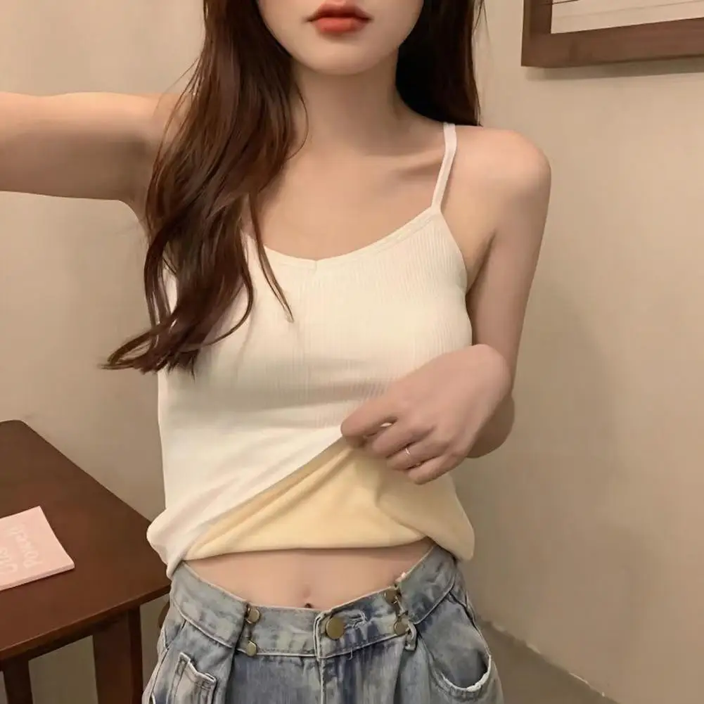 Intimo termico caldo Canotta calda e leggera Canotta termica da donna Canotta con cinturino per spaghetti foderata in pile per il tempo