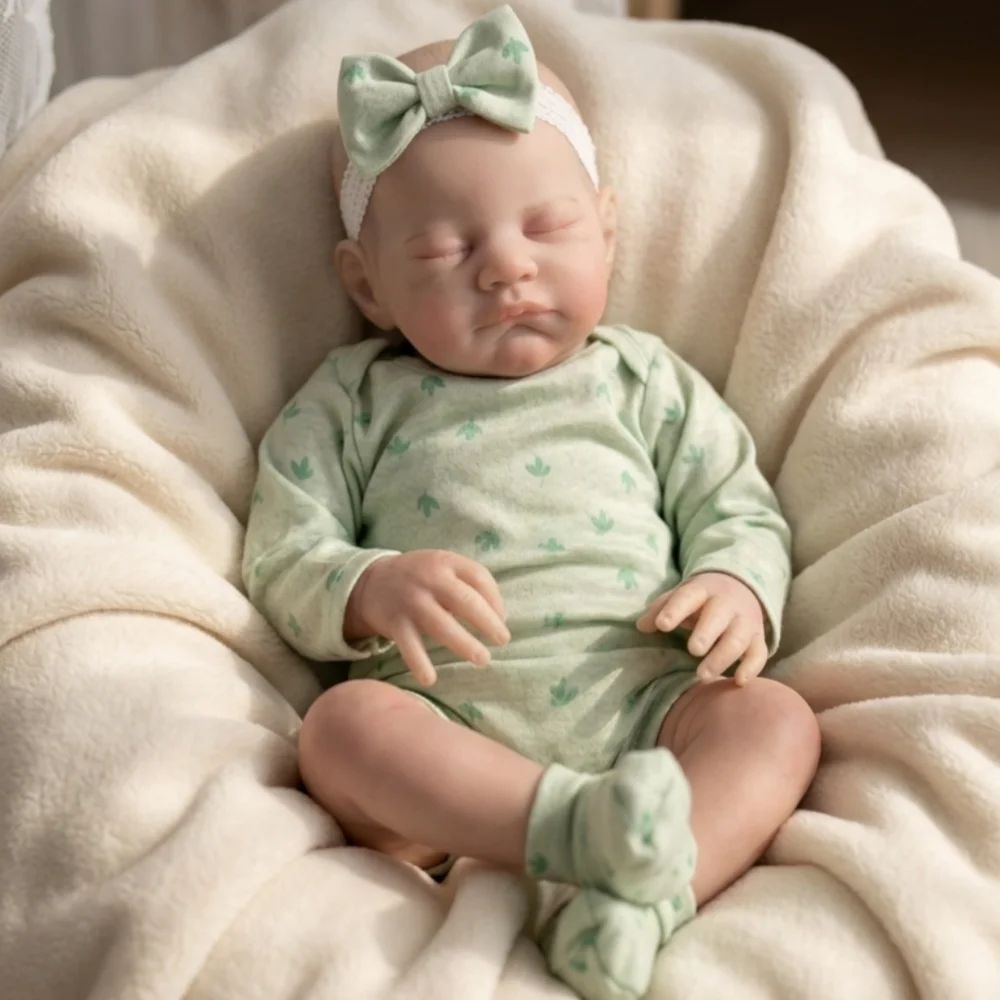 

18-дюймовая спящая кукла-реборн, милая, с 3D-кожей и видимыми венами, полностью мягкое тело, идеально подходит для подарка на день рождения, подарка на Рождество