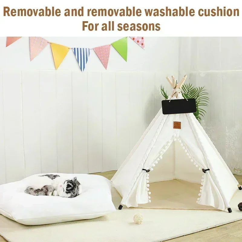 Tente tipi pour animaux de compagnie pour chats et chiens, maison pour chien portable et lavable, maison intérieure pupmed avec coussin et tableau noir, lit pour chat, perfecemballages