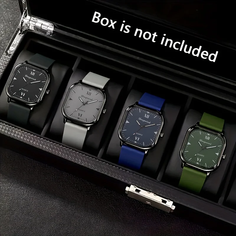 Fashion Square Minimalist Men's Quartz Watch Casual Leather Strap Wristwatch Reloj Hombre（Without Box）