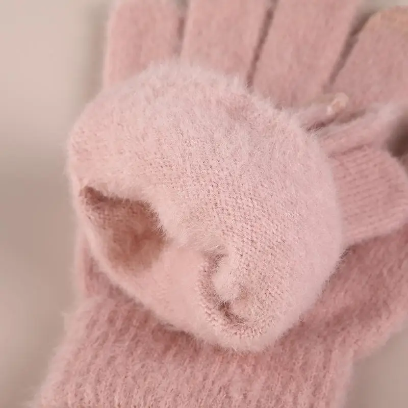Stilvolle, dicke Winterhandschuhe für Damen aus Polyester, mit Fleece-Futter, gestrickt, mit separaten Fingern und Touchscreen-Kompatibilität. – Detail 12