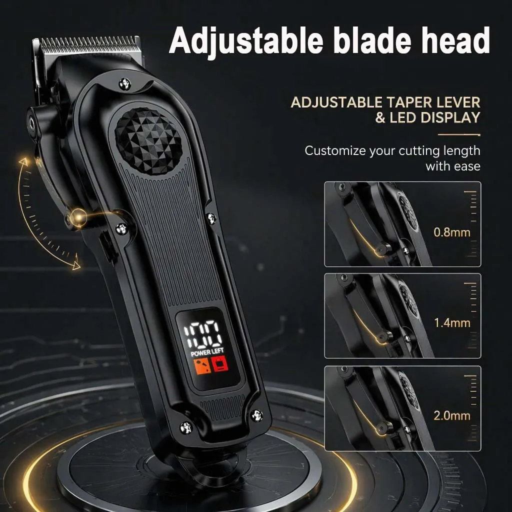 4-in-1 Men's Hair Clipper Set with LED Display, USB Rechargeable Beard & Nose Trimmer, Foil Shaver + 8 Combs for Home & Barber view 5