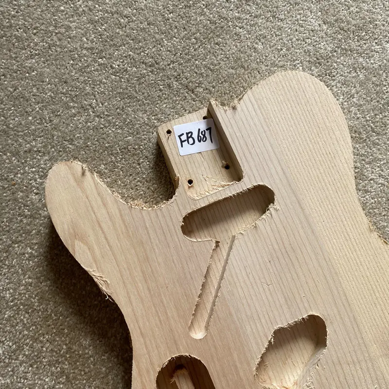 FB687 Left Hand Tele Electric Guitar in Solid Ash Wood Unfinished TL Guitar Body No Paints String Through Body DIY Replace