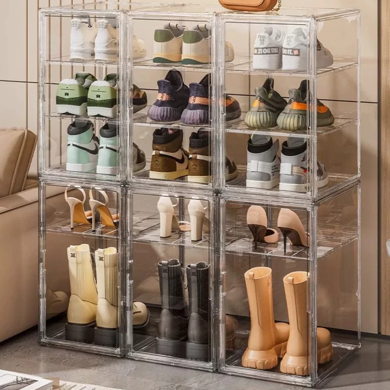 

Acrylic Magnetic Shoe Box, Dustproof Transparent Boot Storage, Stackable Entryway Organizer for Sneakers, Space-Saving