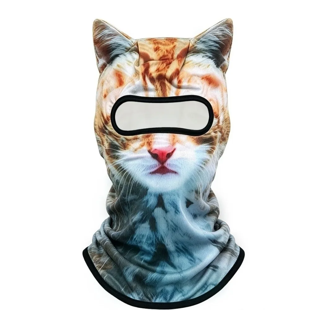3D Animal Print Balaclava Mask Breathable Fabric Windproof Design Full Face Mask Full Coverage Ice Silk Neck Gaiter For Skiing