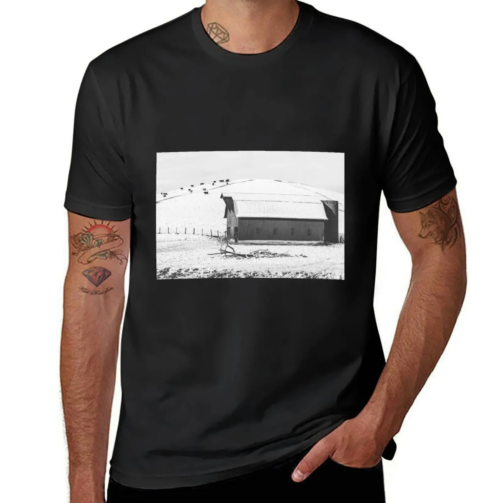 

Rural Winter BW T-Shirt plain shirts graphic tees Aesthetic clothing mens graphic t-shirts hip hop