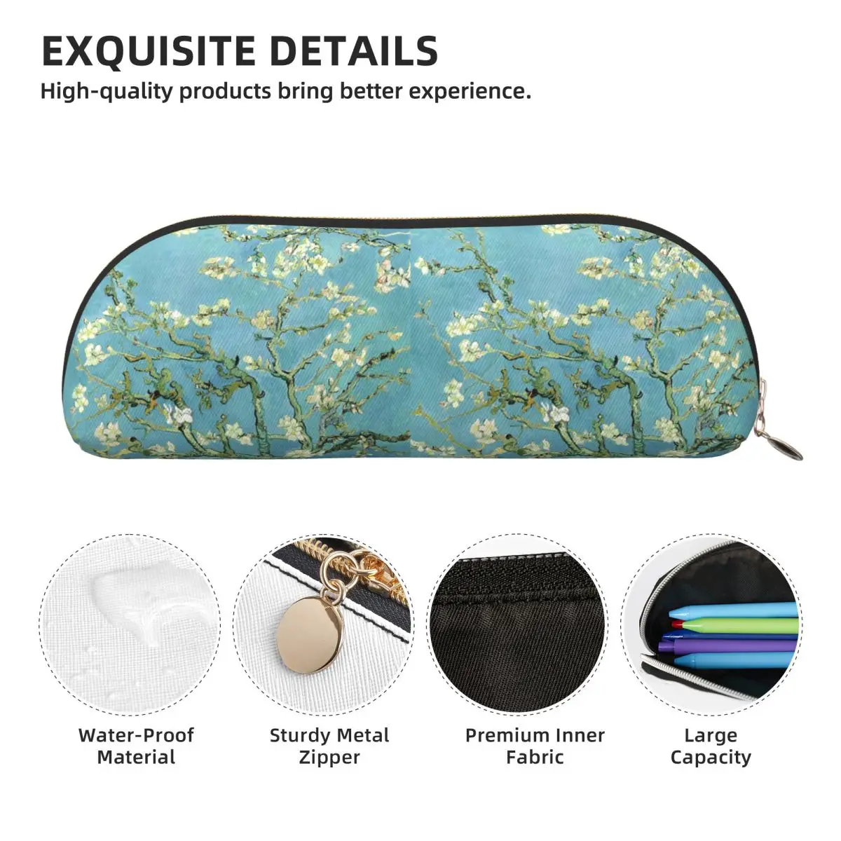 فان جوخ شجرة اللوز مقلمة حامل قلم تخزين لوازم القرطاسية سعة كبيرة صندوق القلم حقيبة أقلام رصاص لمدرسة الطلاب