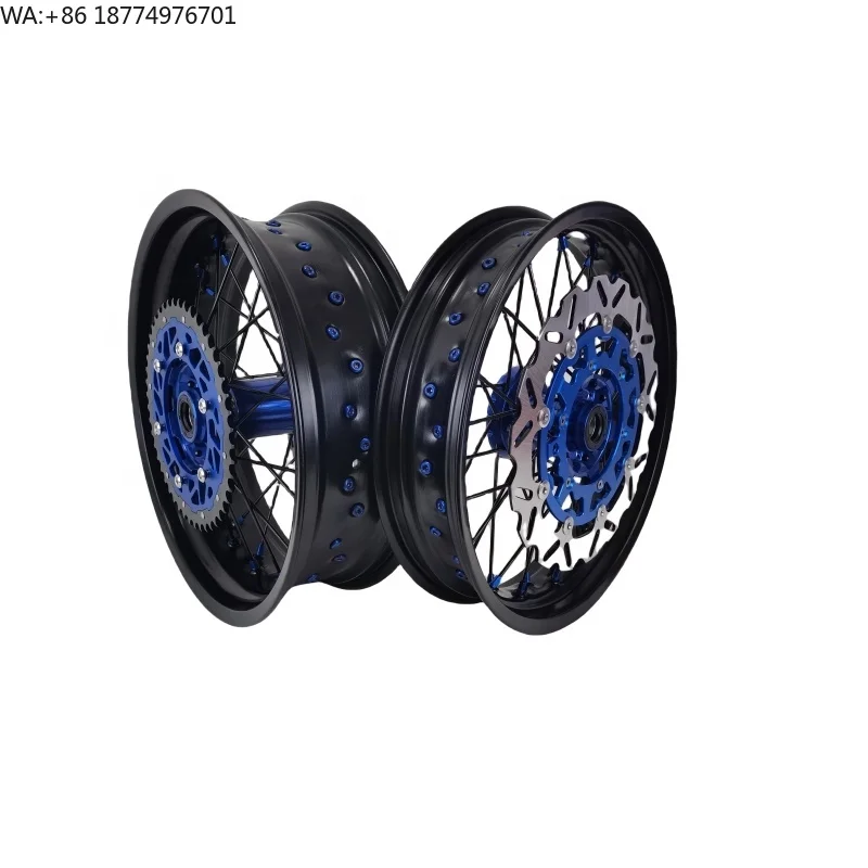 

Hot Sale 17 Inch Motorcycle Supermoto Motard Wheel Set New 36 Holes Spoke Rim in Aluminum Alloy