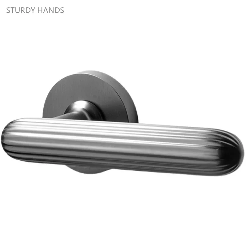 1 set of zinc alloy wooden door lock American minimalist home bedroom indoor silent handle lock with key household hardware