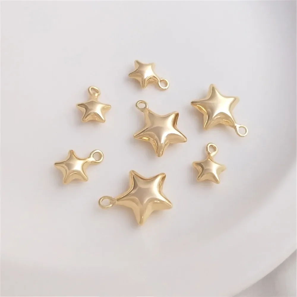 14K Gold Plated Bright three-dimensional star pendant handmade DIY bracelet necklace pendant hand made accessories