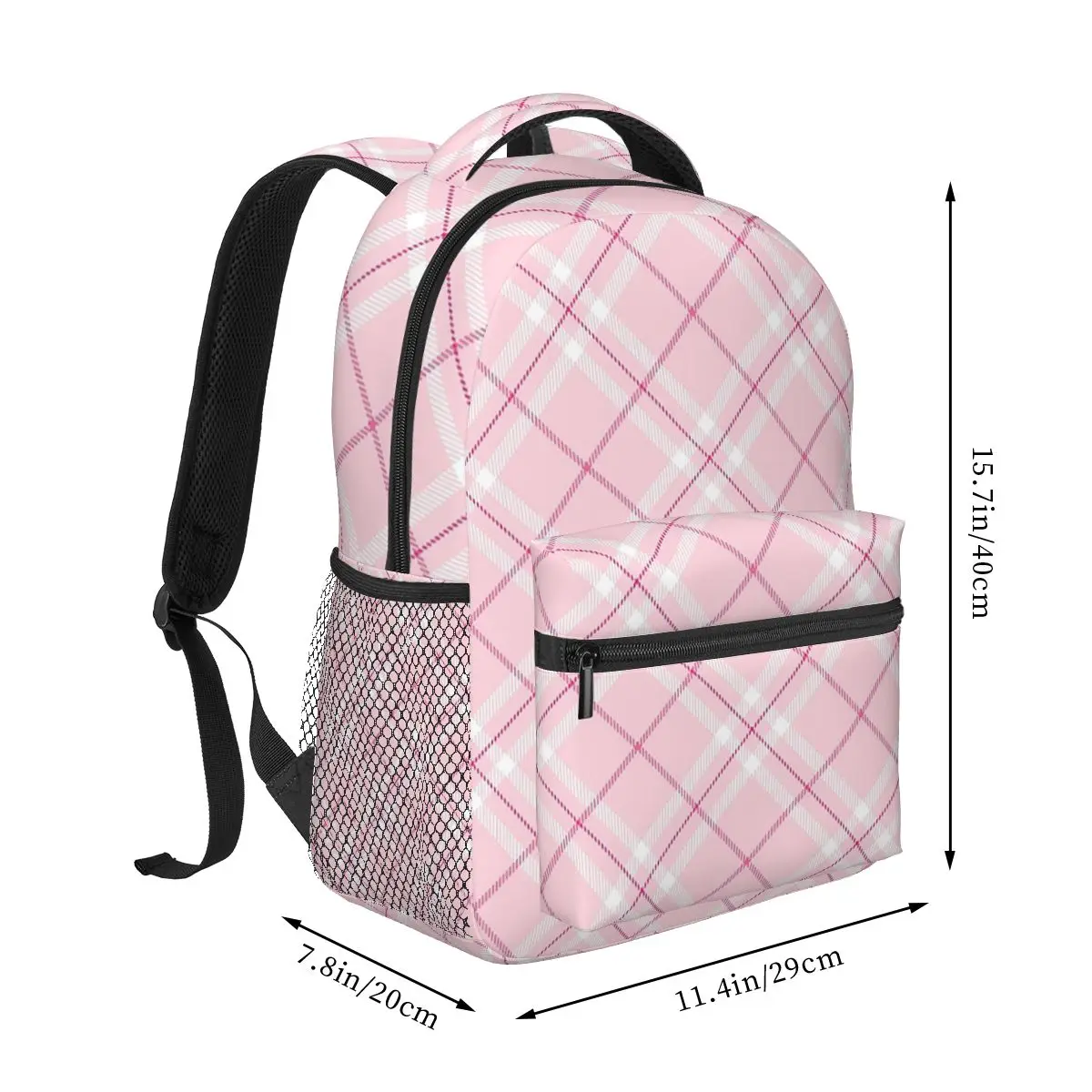 Blush Pink Plaid Pattern zaini ragazzi ragazze Bookbag bambini borse da scuola Cartoon Laptop zaino borsa a tracolla grande capacità