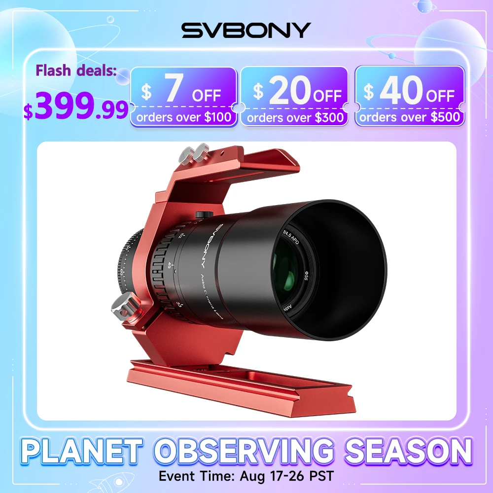 Svbony SV545 Astronomisches Teleskop 203 mm f/4,5 APO Petzval Refraktor Astro-Kameraobjektiv FMC 360 °   Rotator für Deep-Sky Imaging