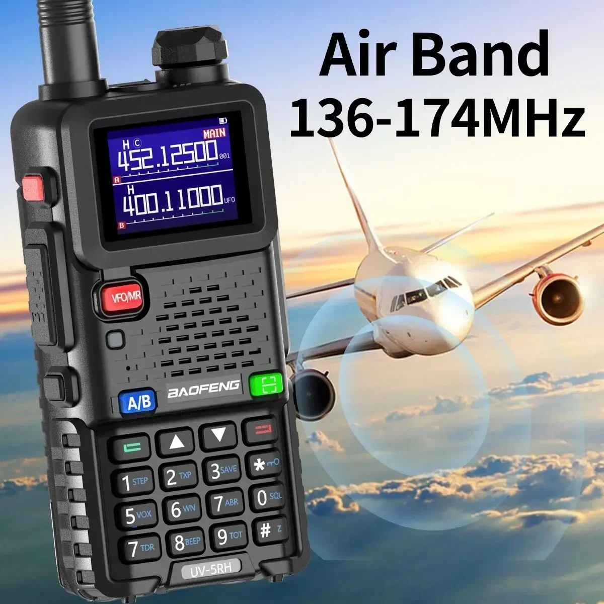 Baofeng UV 5RH 10W Full Bands Walkie Talkie Wirless Copy Frequency Type-C Charger aggiornato UV 5R ricetrasmettitore Ham Radio bidirezionale