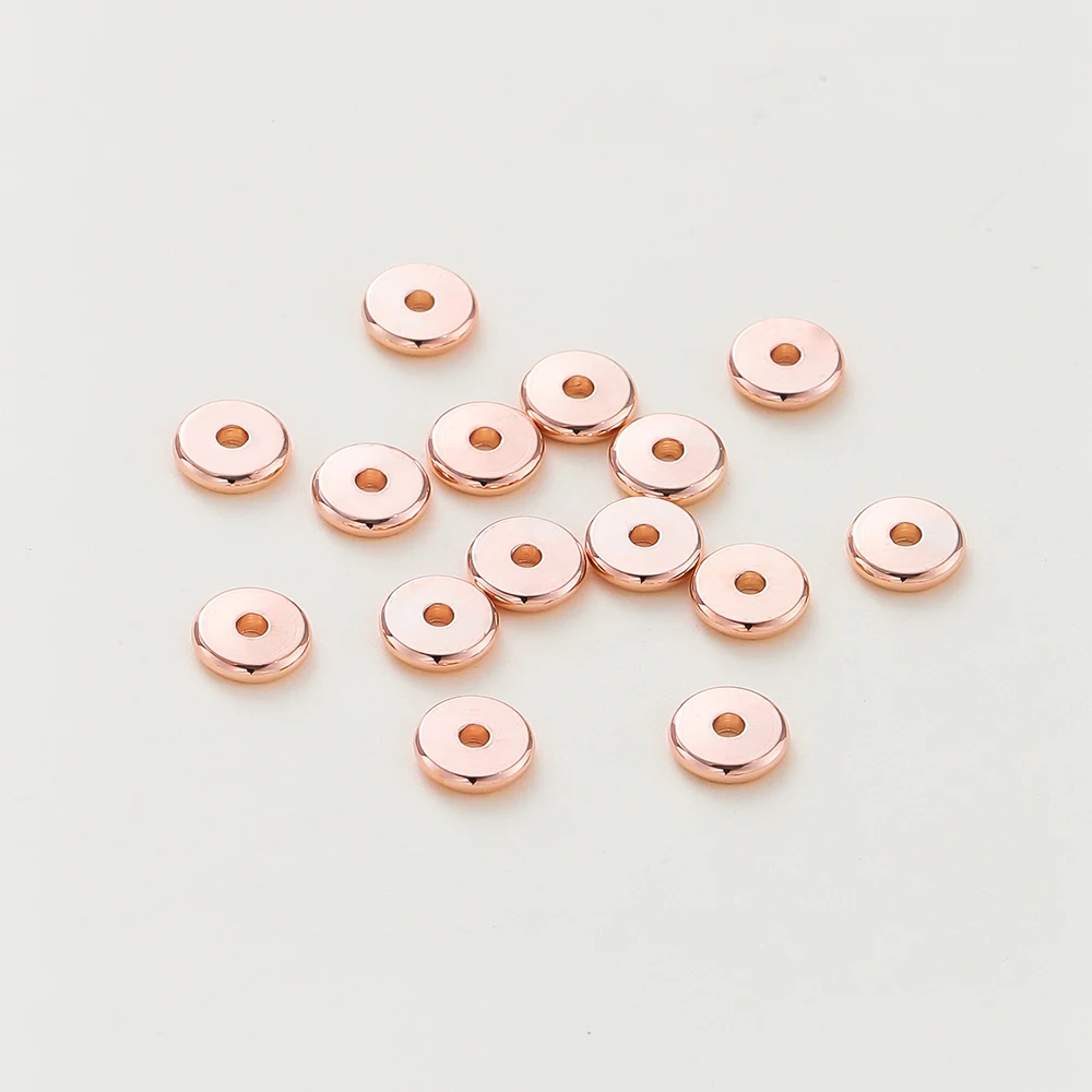 10-50 stücke 14 Karat/18 Karat vergoldetes Messing 3-12mm runde Abstands perlen flache Armband perlen für DIY Schmuck Befunde Zubehör