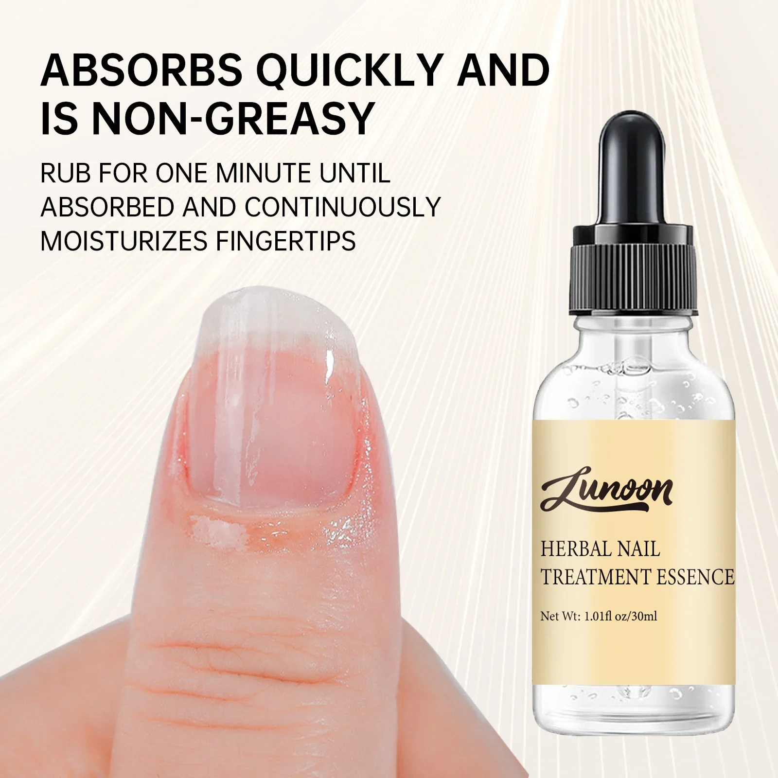 LUNOON Essence de traitement des ongles 30 ml - Hydratant et réparateur pour les ongles secs, craquelés, Soins des cuticules, Soulagement des ongles suspendus, Alimentation