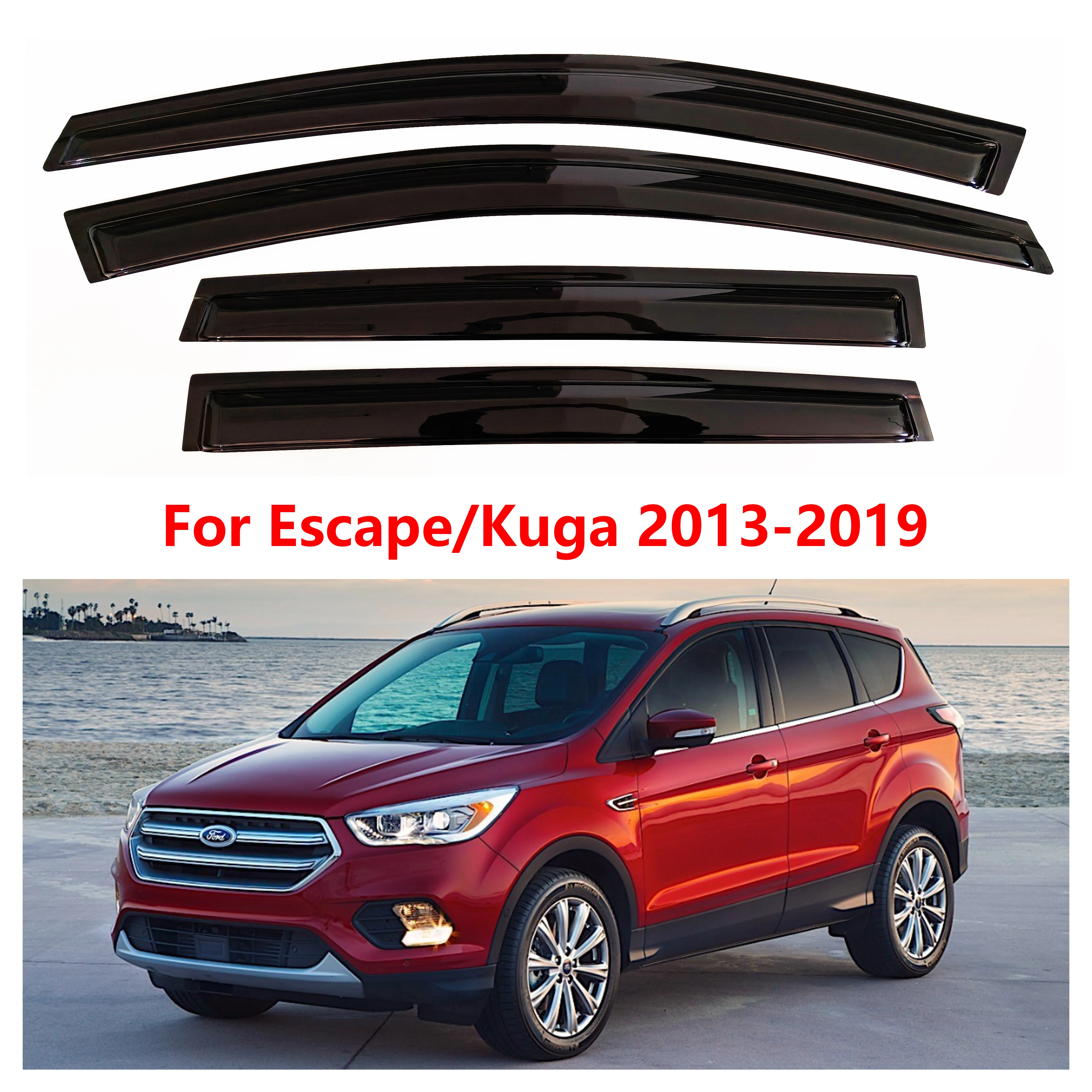 

4 шт. новейшей модели солнцезащитного козырька на окно автомобиля для Ford Escape/Kuga 2013-2019, оконный козырек от дождя, оконные козырьки, дождевики