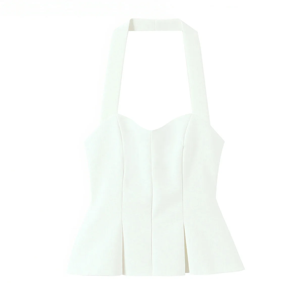 Casual Fashion Women's Cross-Border Clothing Pleated Hanging Neck Collar Top Elegant Simple Style Pure Color Vest for Ladies