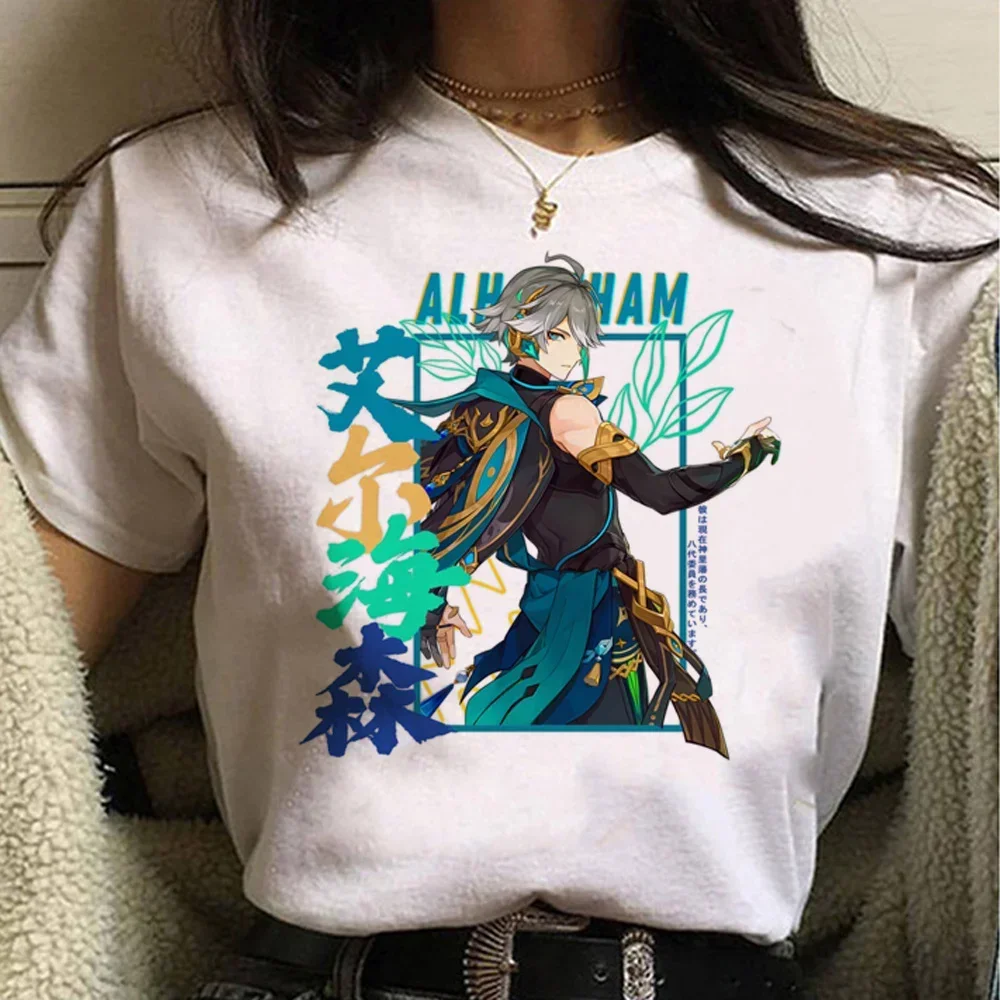 Genshin Impact Print Women T Shirt Kawaii Nahida Anime Graphic T-shirt Harajuku Streetwear 2023 Summer Casual Y2k Clothes Tops