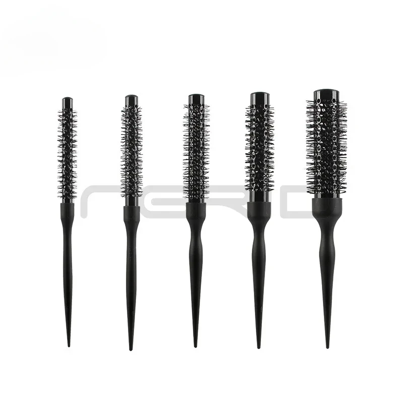 

1PC Black Curly Round Roll Hair Brush Nylon Professional Comb Salon Barber Hairbrush Hairdressing Styling Tool Edge Control