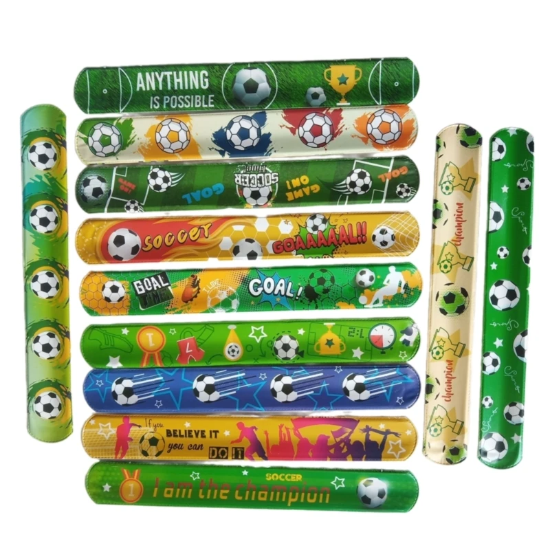 12Pcs Soccer Bracelet Bands Football Glove Pattern Slap Bracelets Sport Party for Kids Adults Play Bracelets