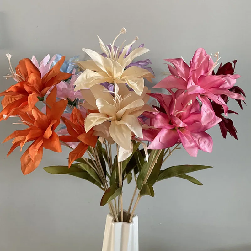 

65cm Lily Silk Flower Auditorium Wedding Simulation Flower Road Guide Hotel Background Soft Decoration Wedding Fake Flower