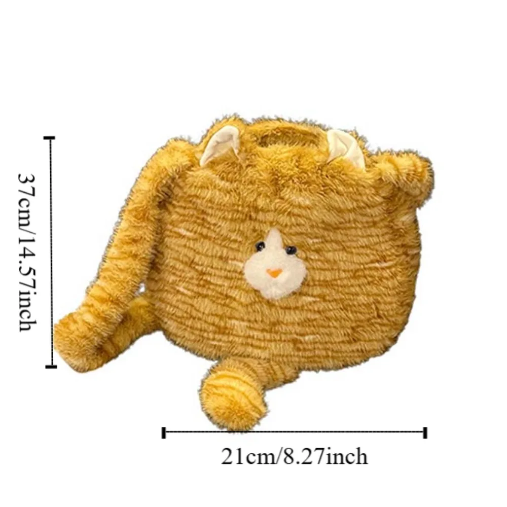Ленивый стиль, плюшевая сумка через плечо с котом, большая вместительная сумка для отдыха, офисная сумка-тоут, однотонная мужская сумка через плечо