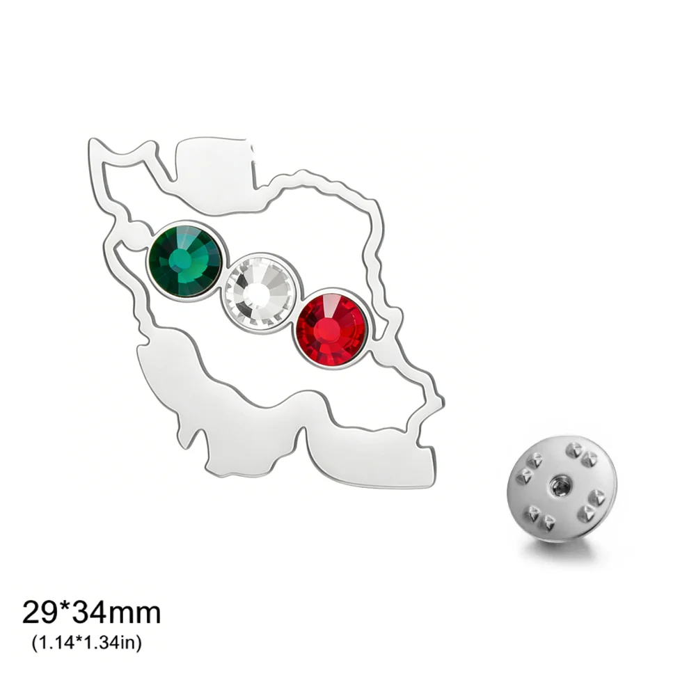 CoolTime Retro Hohle Iran-Karte Brosche für Männer und Frauen Goldfarben Strass-Besetzt Edelstahl-Schmuck Großhandel – Detail 9