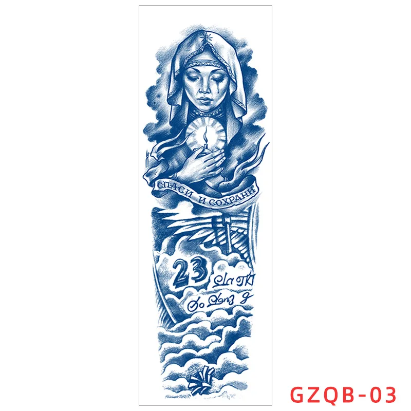 Herbal Tattoo Sticker Large Arm Picture Full Arm Juice Waterproof Flower Arm Flower Leg Temporary Tattoos Sticker Size:155*465mm