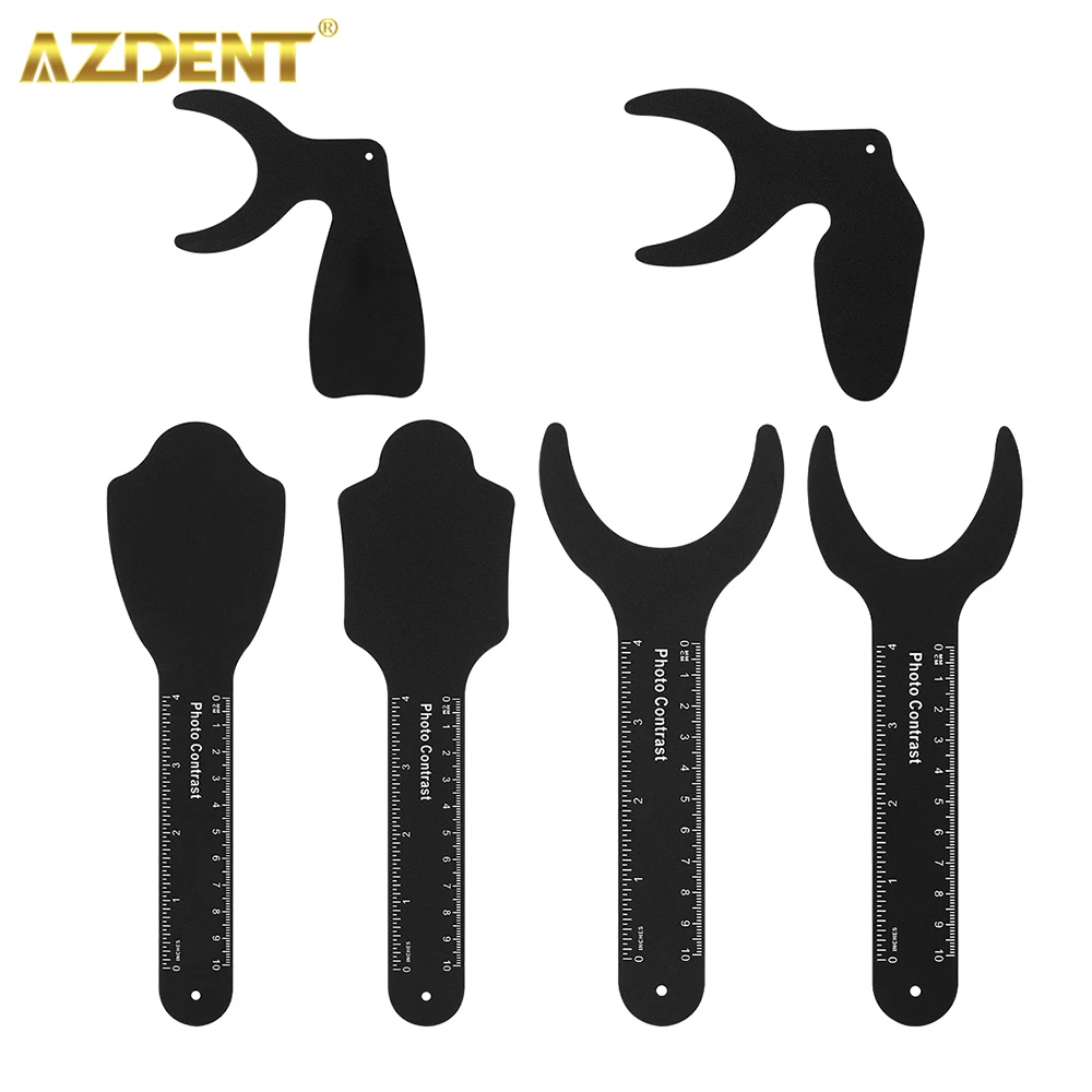 

AZDENT 6PCS/Set Dental Photo Contraster Orthodontic Black Background Image Contrast Board Oral Macro Shot Tool with Scale Mark