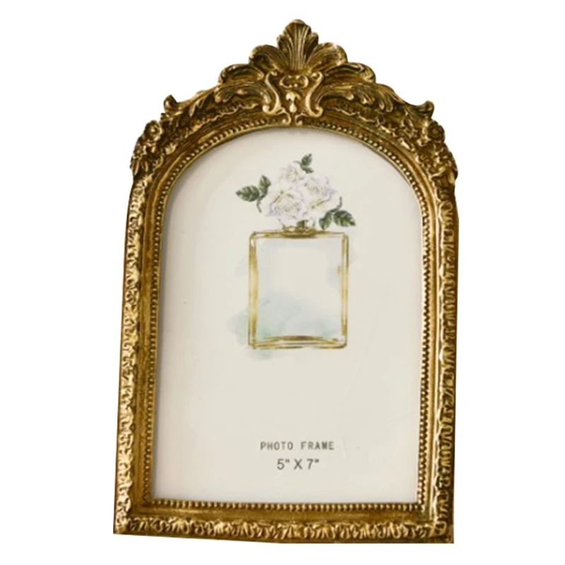 Cadre Photo Vintage en résine Imitation bois, Style cour royale, cadre Photo en relief, ornements de maison