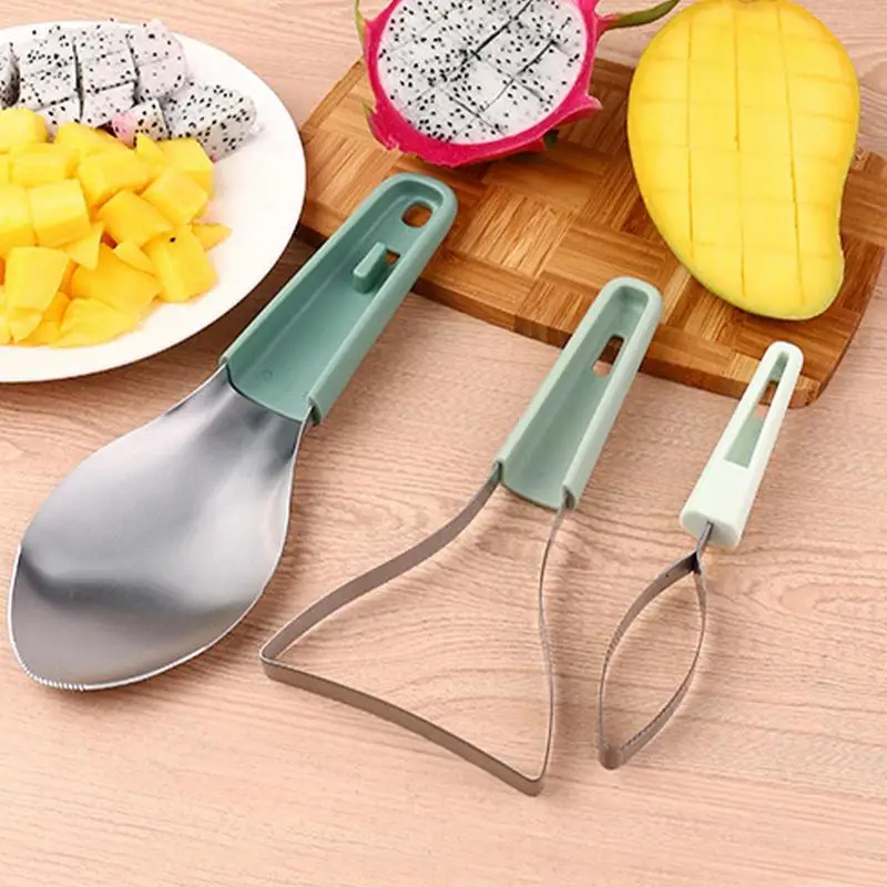 3in1 تقشير المانجو قطع سكين المانجو تقشير فاصل المانجو مغرفة الأفوكادو مقشرة الفاكهة القطاعة Pitter أدوات المطبخ #2