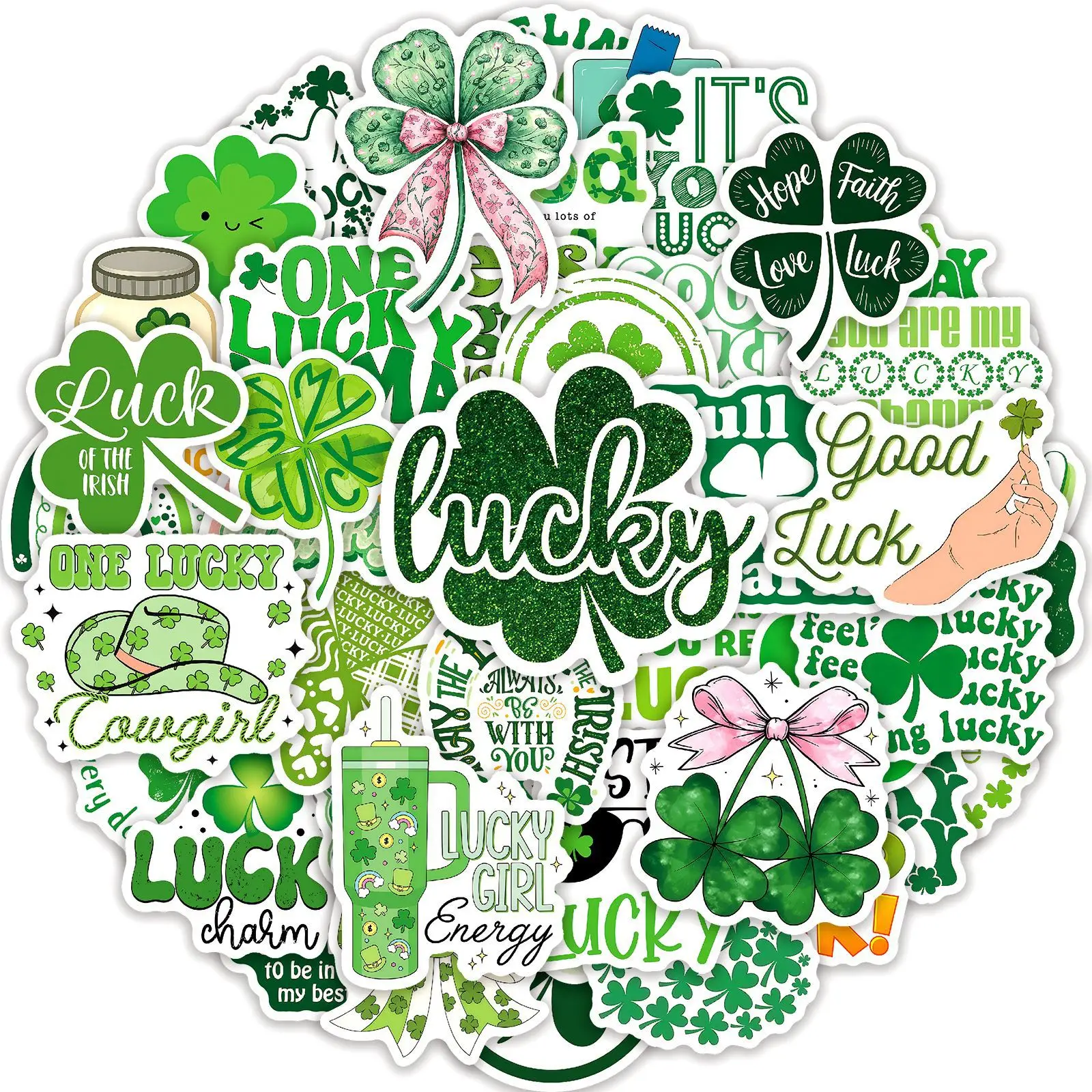 

10/50PCS Four Leaf Clover Stickers Clover Cartoon Graffiti Sticker Luggage Laptop Guitar Car Bike Skateboard Decals Luck Gift