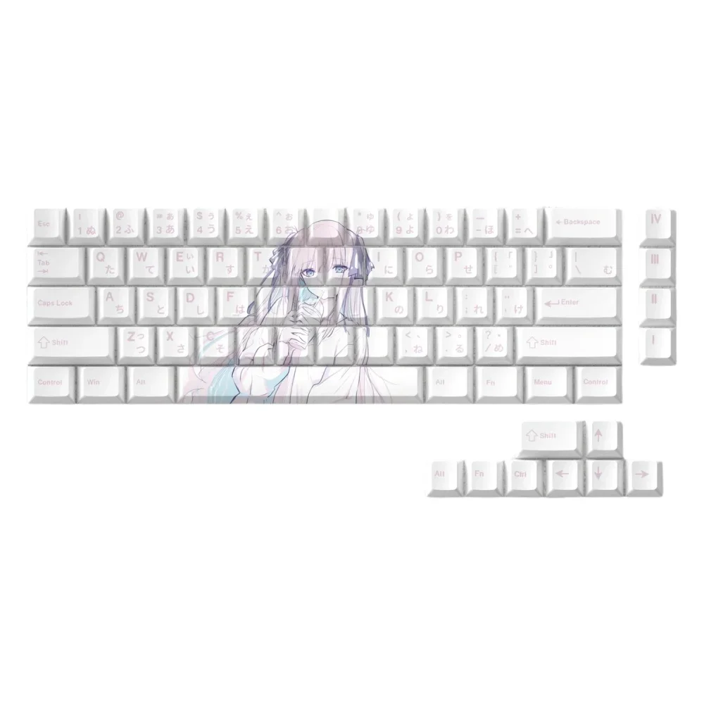 73 Keys Nakano Nino Keycaps PBT Dye Sub Cherry Anime White Japanese for 60% 65% 68% Mechanical Keyboard GK61 Anne Pro 2