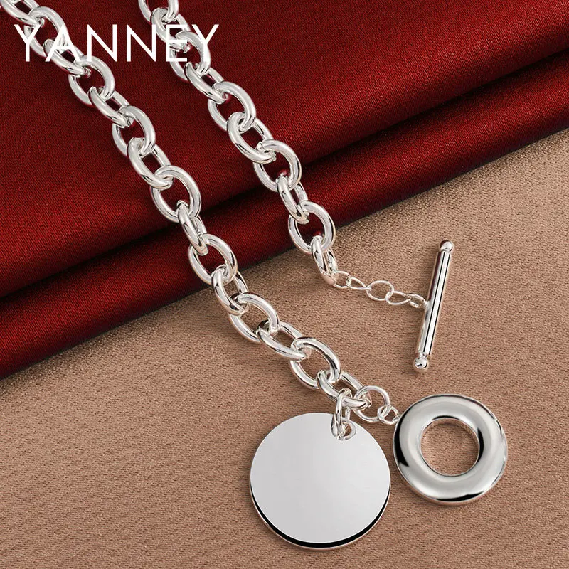 

YANNEY 925 Sterling Silver 18 Inches Fine Polished Round Necklace For Women Men Fashion Charm Girlfriend Gift Jewelry Party