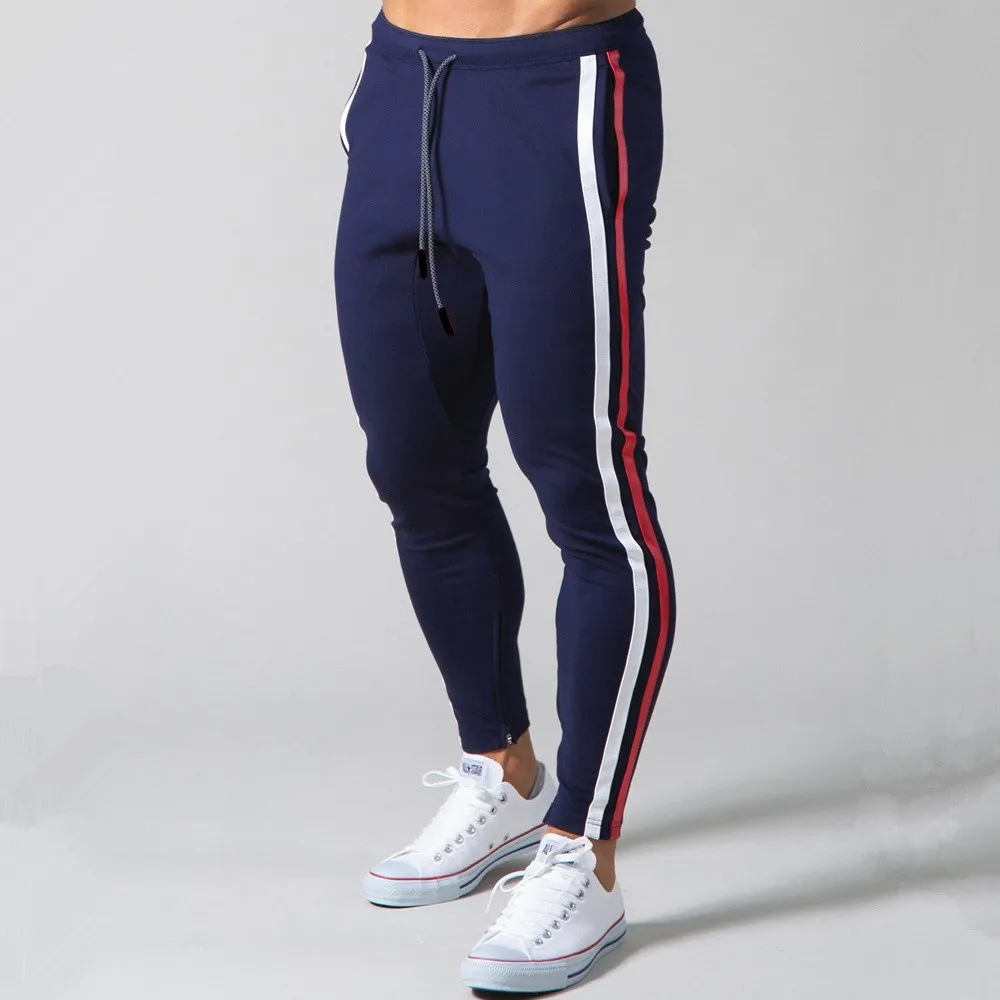 2023 New Jogger Gray Gym Fitness Bodybuilding Training Pants Men\'s Jogging Casual Fashion Classic Side Stripe Sweatpants Male