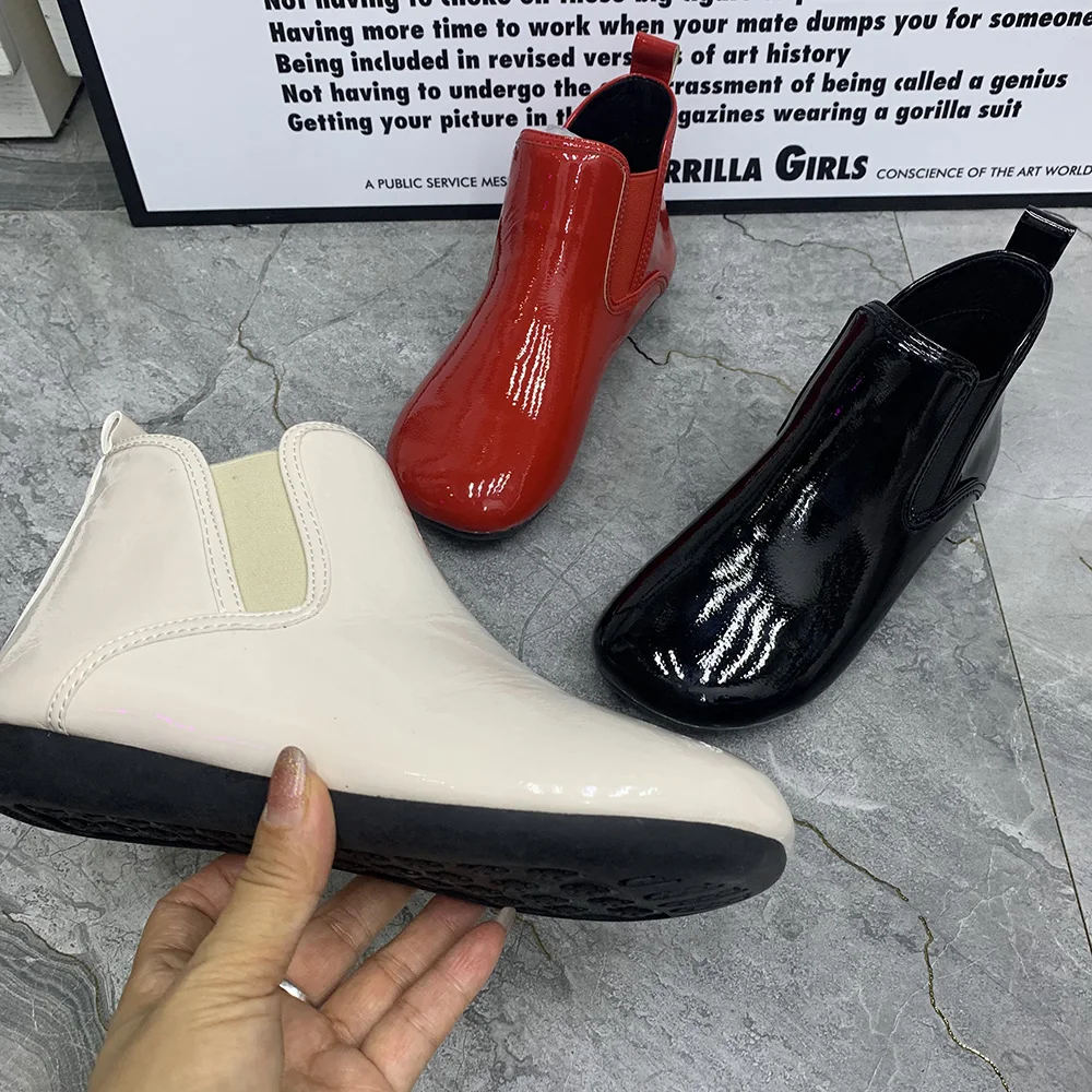 Women Boots Warm Fur Winter Women Shoes Plush Ankel Boots Plus Size Waterproof Snow Boots Casual Patent Leather Boots Antislip