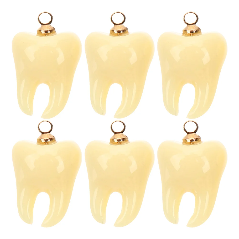

6pcs Teeth Pendant Accessories Resin Charms Jewelry Decoration DIY Craft Supplies Tooth Ornament For Necklace Making Bracelets