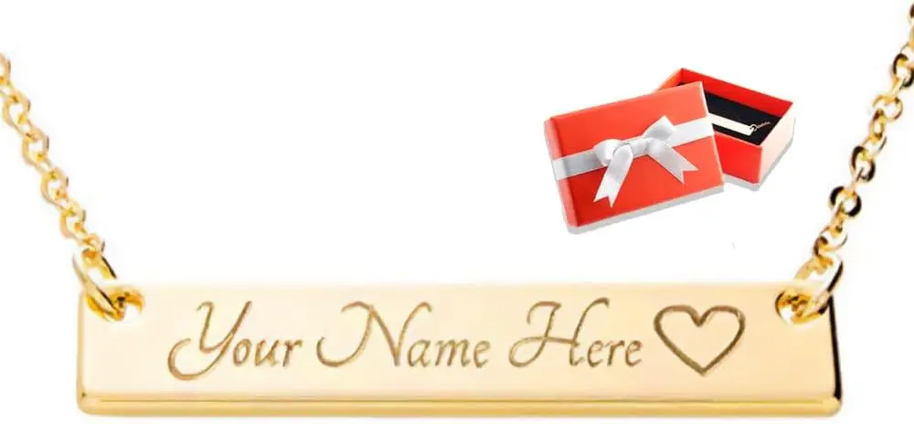 

Customizable Your Name Bar Necklace Personalized Gift Custom Jewelry Plated Aniversary bridesmaid Gift for Women