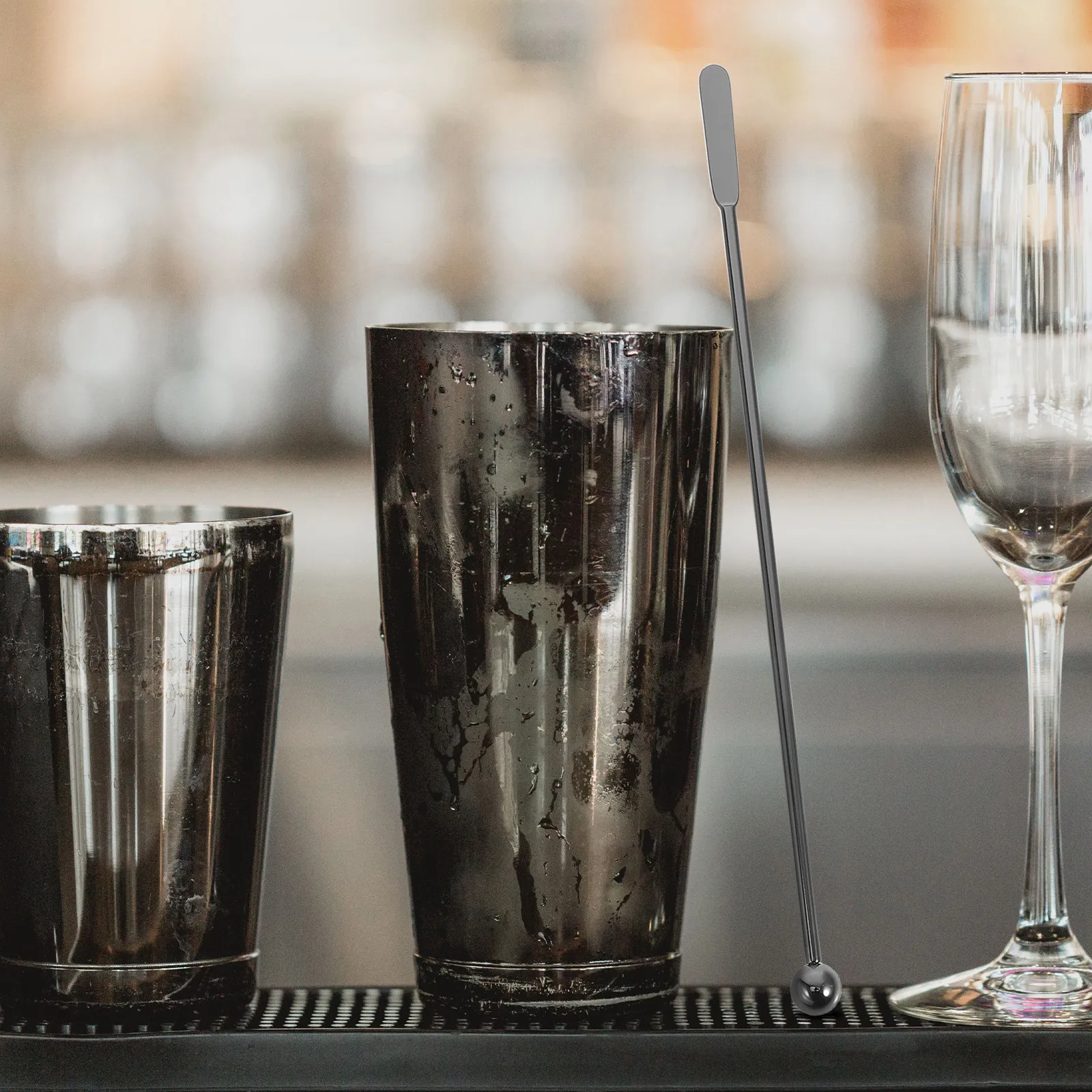 

Набор из 3 многоразовых металлических мешалок для напитков из нержавеющей стали с длинной ручкой для коктейлей и кофе, для бара и дома