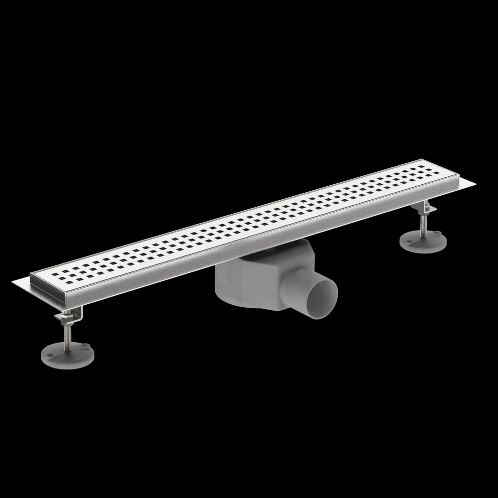 

1 Side-drainage Linear Slope Bottom Floor Drain No Water Accumulation Adjustable Height Stainless Steel Large Traffic Drainage