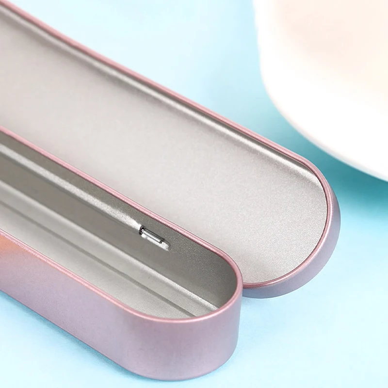 1Pc Metal Rectangular Tinplate Box Personalized Stationery Gift Pen Case Flip-top Metal Box School Pencil Box