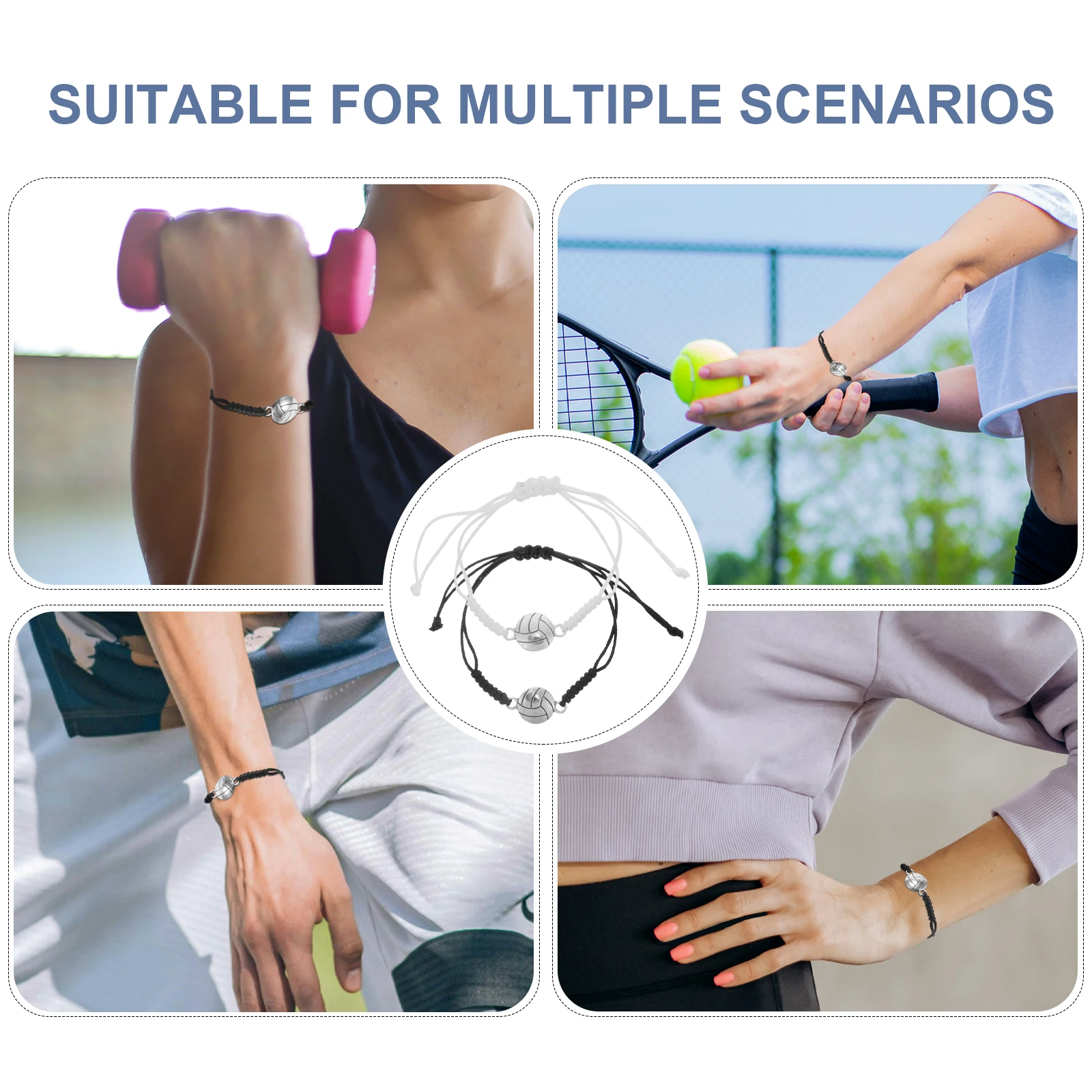 

2 Pcs Volleyball Pendant Bracelet Wristbands Team Portable Sport String Sports Bracelets Braided Delicate Accessories