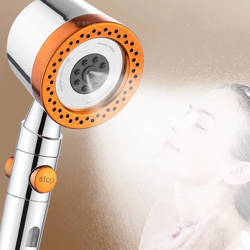 جديد ارتفاع ضغط توفير المياه تصفية دش رئيس 5 طرق يده دش رئيس زر واحد وقف مجموعة اكسسوارات الحمام #6