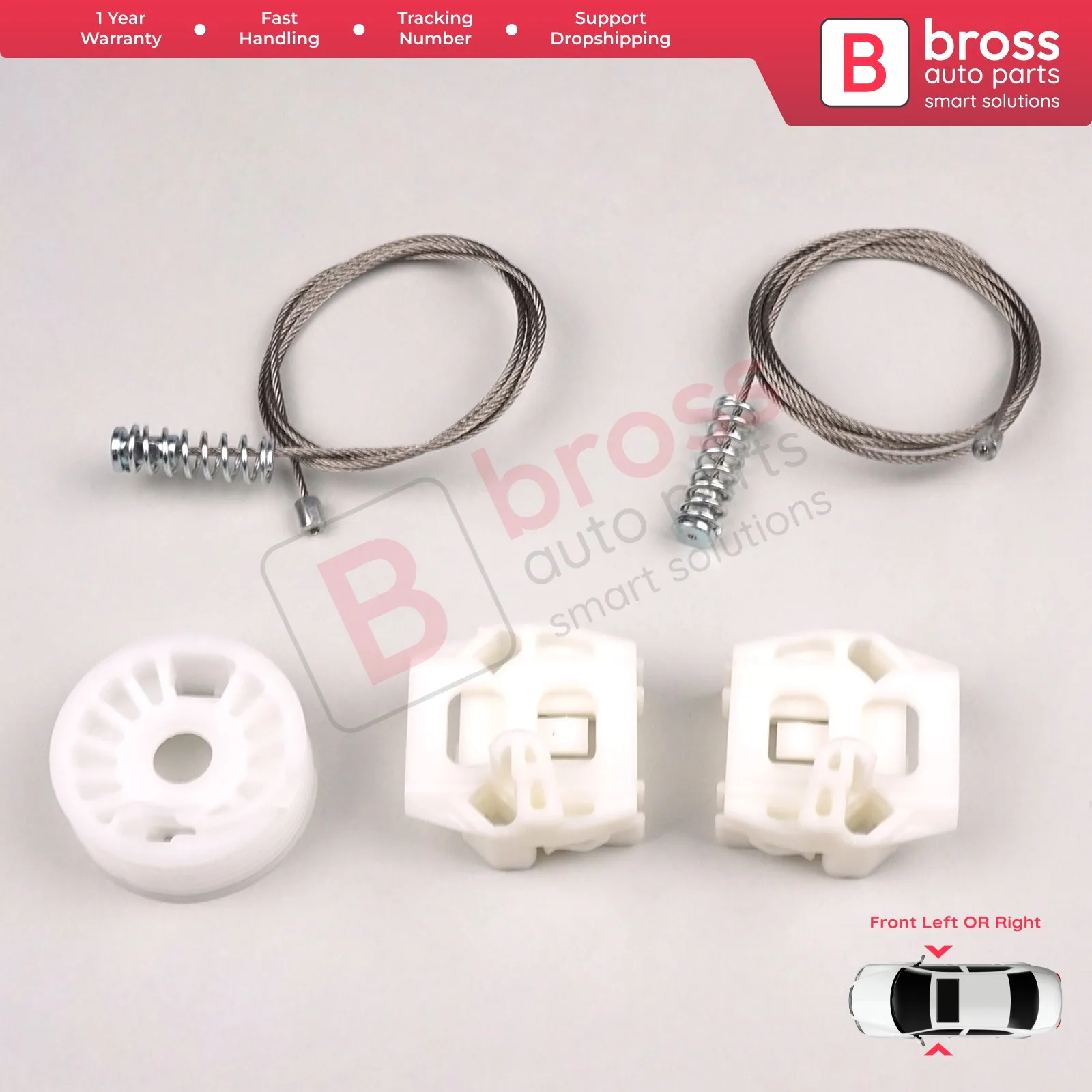 Bross-Kit de reparación de regulador de ventana eléctrica BWR619, puerta delantera izquierda o derecha para Saab 9-5 primera generación 1997-2010