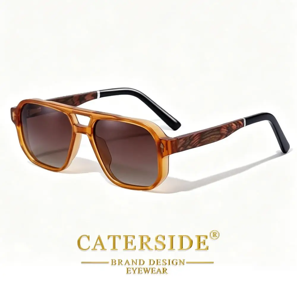 CATERSIDE Retro Herren Polarisierte Sonnenbrille mit Naturholzstangen, Piloten-Sonnenbrille für Damen, Outdoor-Reise-Fahrbrille UV400 – Detail 16